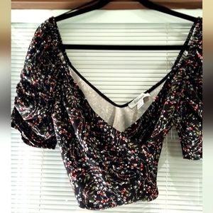 Ditsy floral wrap style crop top